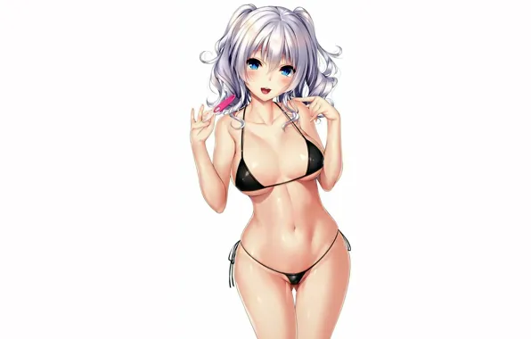 Girl, sexy, cleavage, boobs, anime, blue eyes, beautiful, short hair