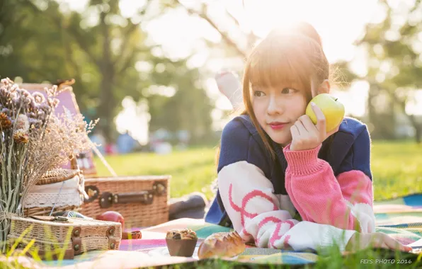 Picture picnic, photo, thought, asian girl, cute Asian girl, looks you in the eye, Please Please, …