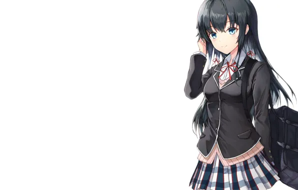 Girl, sexy, blouse, school uniform, long hair, boobs, anime, beautiful