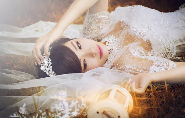 Mood, lights, Asian, the bride, veil