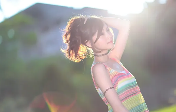 Summer, girl, face, the beauty