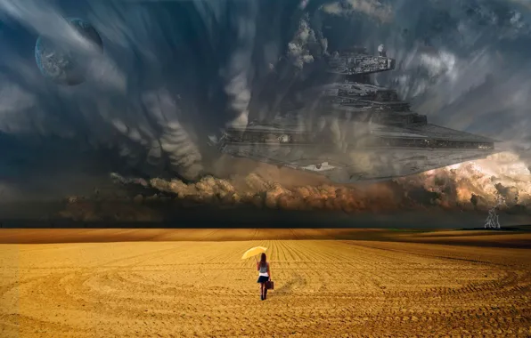 Picture field, clouds, Star Wars, star wars, Star Destroyer