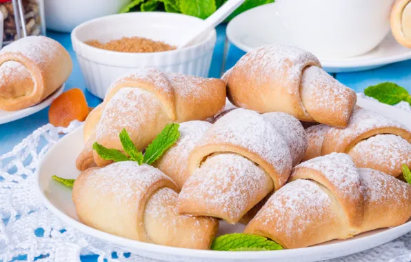 Picture sugar, mint, cakes, bagel