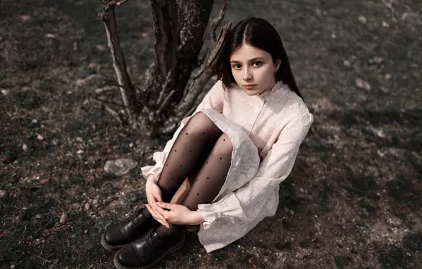Picture girl, dress, freckles, Juliana Naidenova