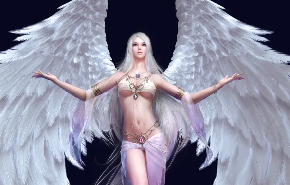 Girl, magic, wings, angel, art, pendant, forsaken world, znz
