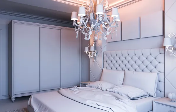 Picture design, Villa, bed, interior, chandelier, design, bedroom, interior