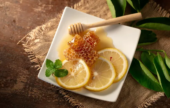 Picture lemon, honey, mint
