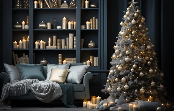 Decoration, room, tree, interior, Christmas, gifts, New year, Christmas