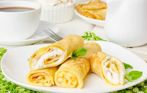 Tea, Breakfast, Cup, pancakes, cheese