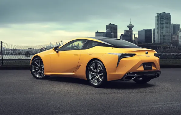 Yellow, the city, lights, Lexus, wheel, LC 500, Lexus LC 500, Inspiration Series