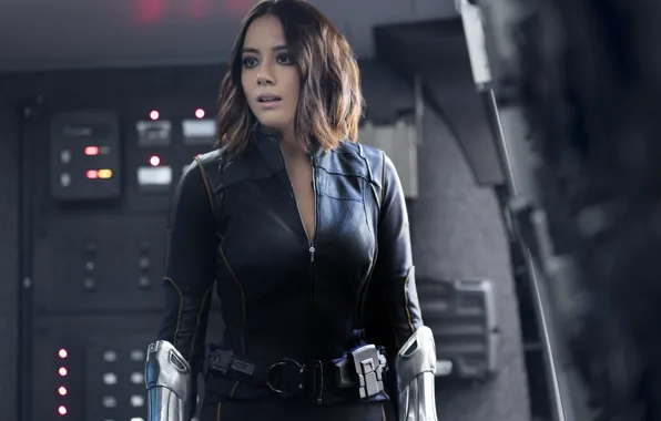 Girl, spy, brunette, agent, uniform, seifuku, S. H. I. E. L. D., Chloe Bennet