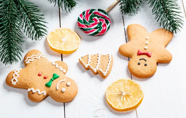 Lemon, tree, cookies, New year, candy, Christmas, cakes