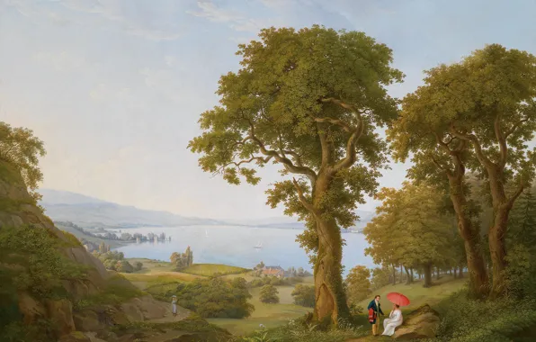 Landscape, figures, Frederic Fregevize