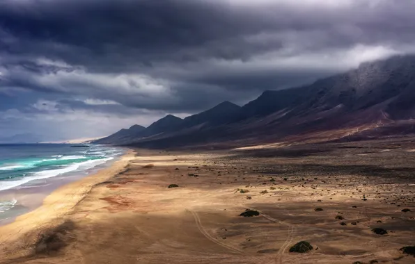 Picture sea, landscape, spain, Fuerteventura, Cofete