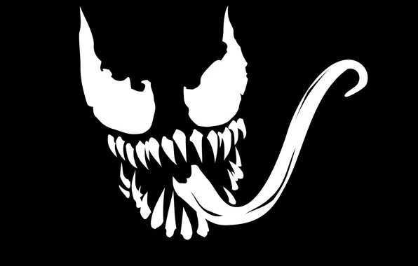 Minimalism, black background, art, marvel, comic, venom, venom