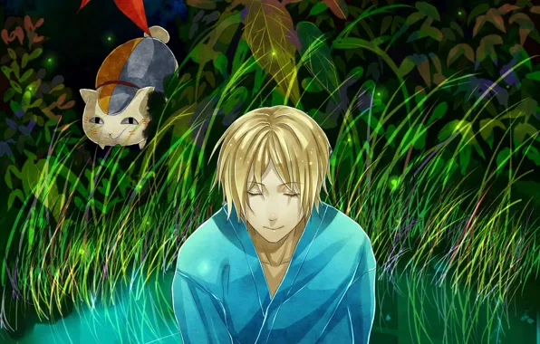Cat, anime, art, youkai, Natsume, Book Of Friends Natsume