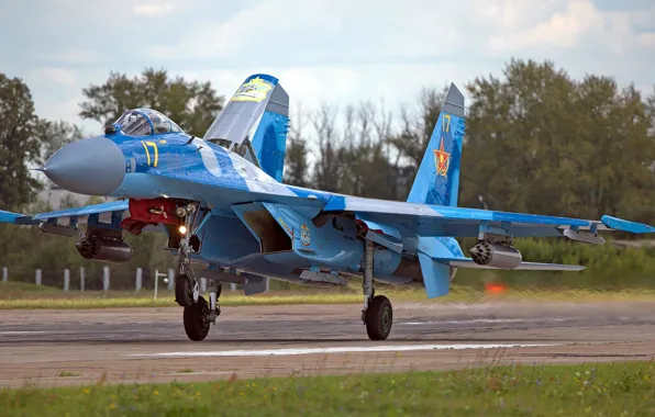 Picture Su-27, Sukhoi, the fourth generation fighter, Air force Kazakhstan, Soviet/Russian multirole all-weather