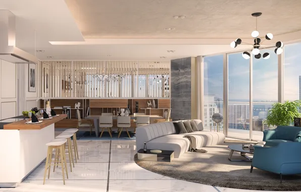Design, style, interior, kitchen, megapolis, living room, dining room, Residential complex Danilov house