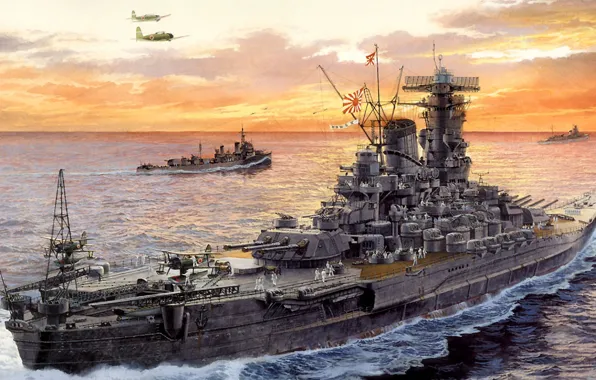 Picture ship, art, Navy, military, battleship, Japanese, battleship, WW2
