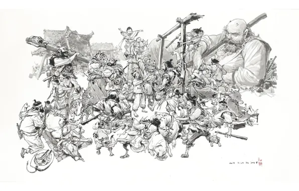 Picture white, black, art, Kim Jung Gi