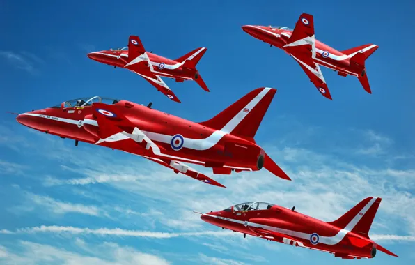 Clouds, flight, strip, aircraft, red, in the sky, Bjorn Vanneste, Hawk T1A