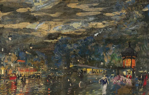 Picture picture, the urban landscape, Konstantin Korovin, Russian Boulevard Night