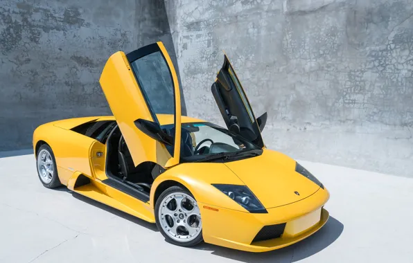 Lamborghini, yellow, Lamborghini Murcielago, Murcielago, lambo door