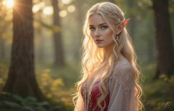 BLONDE, FOREST, LOOK, CORSET, ELF