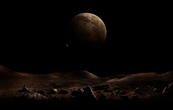 Void, space, darkness, dead planet