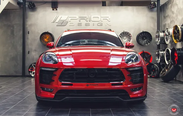 Picture car, red, tuning, prior design, Vossen, Porsche Macan