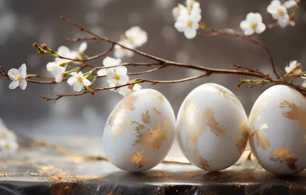 Holiday, eggs, branch, spring, Easter, flowering, painted, eggs