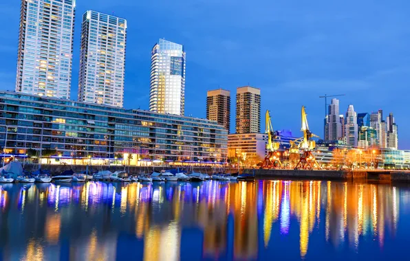 Picture night, lights, pier, Argentina, Buenos Aires, Buenos Aires