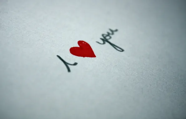 The inscription, heart, I_Love_you, on paper