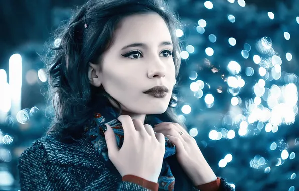 Winter, girl, portrait, the evening, Eva