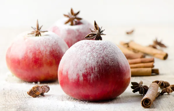 Picture winter, apples, New Year, Christmas, red, fruit, cinnamon, Christmas