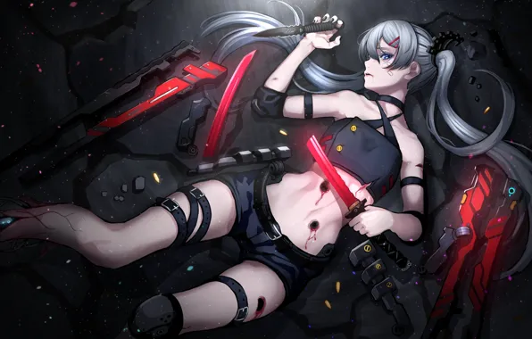 Cyborg, Hatsune Miku, Vocaloid, Vocaloid, Hatsune Miku, wounds