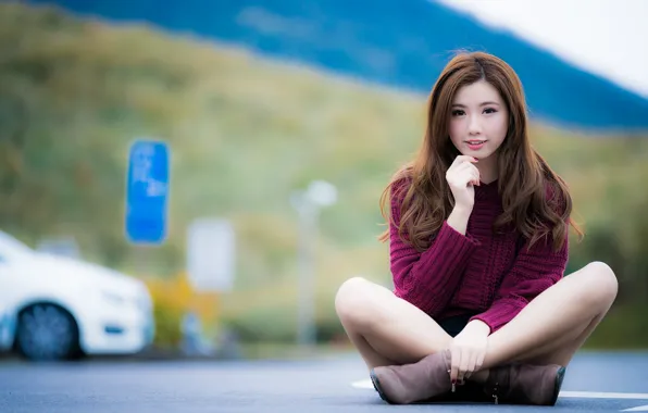 Girl, Asian, cutie, bokeh