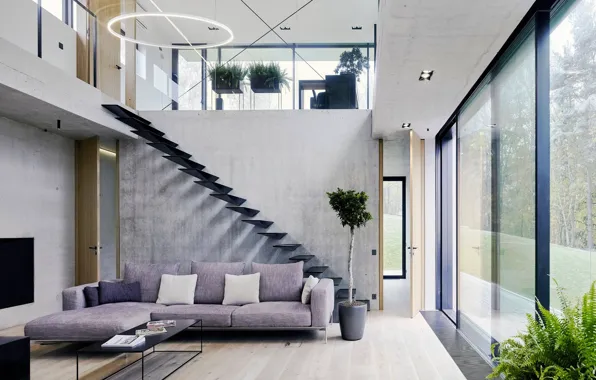 Design, style, Villa, interior, ladder, living room, Latvia, Latvia