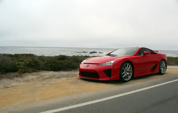 Picture lexus, red, sea, lfa