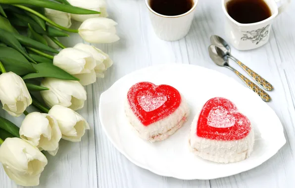 Flowers, the sweetness, tulips, cakes