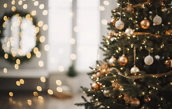 Balls, Christmas, New year, tree, gold plated, herringbone, elegant, gold