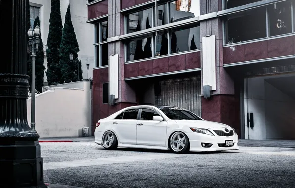 White, white, toyota, Toyota, camry, Camry, stance