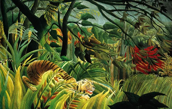 Picture, Henri Rousseau, Henri Julien Félix Rousseau, Tiger in a tropical storm