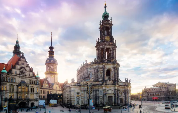 The city, people, building, Germany, Dresden, Church, architecture, Germany