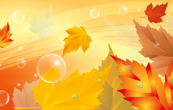 Autumn, leaves, bubbles, collage