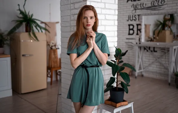 Picture girl, dress, freckles, legs, the beauty, Alexander Kurennoy