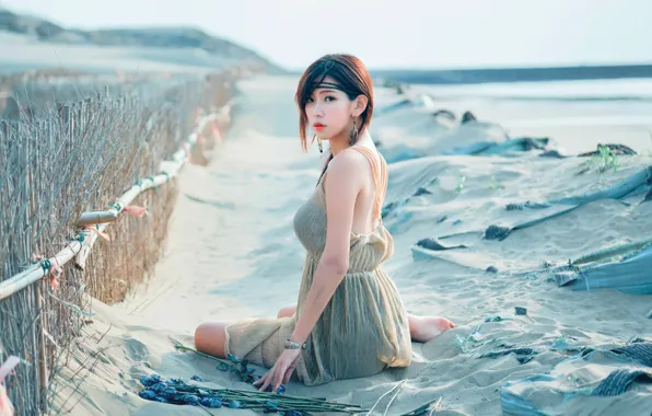 Picture summer, look, girl, dunes