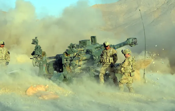 Weapons, war, soldiers, howitzer