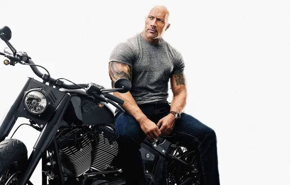 Man, athlete, bike, actor, Dwayne Johnson