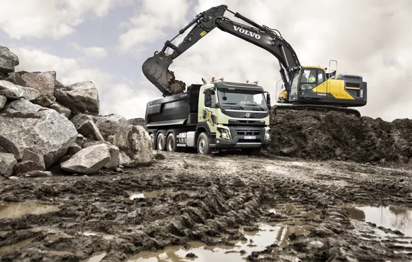 Excavator, volvo trucks, fmx 460